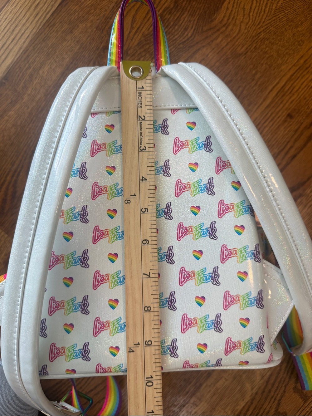 Loungefly x Lisa Frank Logo Heart Mini Backpack w/ Detachable Heart Waist Bag - Picture 15 of 16